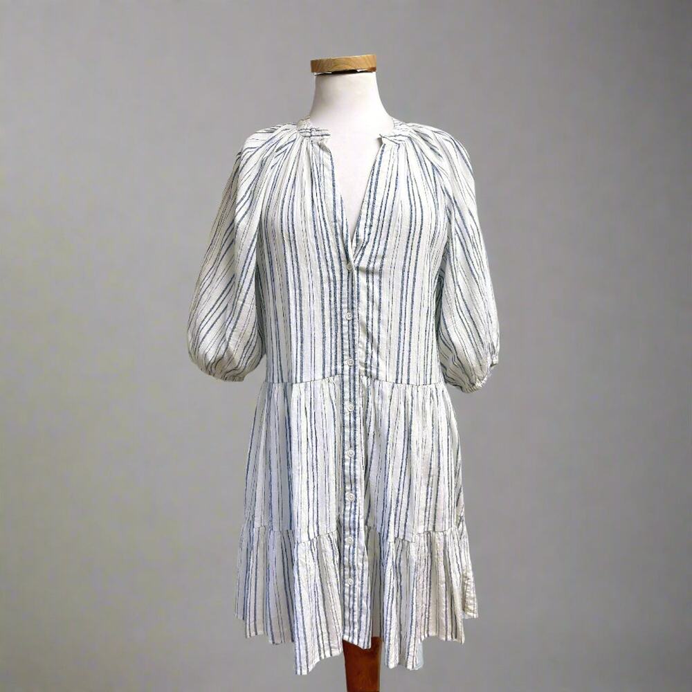 Apiece Apart blue and white striped Las Alturas dress, size XS